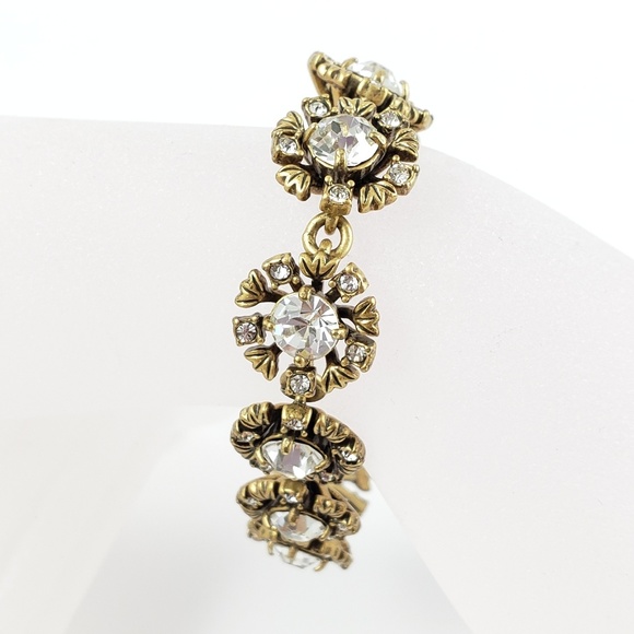 J. Crew Jewelry - J. Crew Statement Bracelet Flowers + Rhinestones